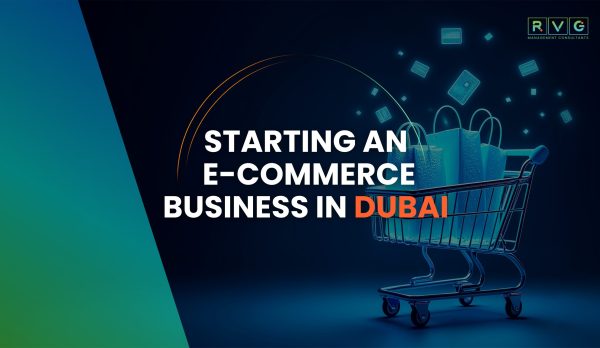 Entrepreneur managing an eCommerce business in Dubai with online shopping, digital marketing, and UAE business setup concept