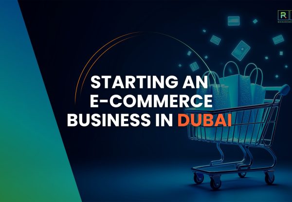 Entrepreneur managing an eCommerce business in Dubai with online shopping, digital marketing, and UAE business setup concept